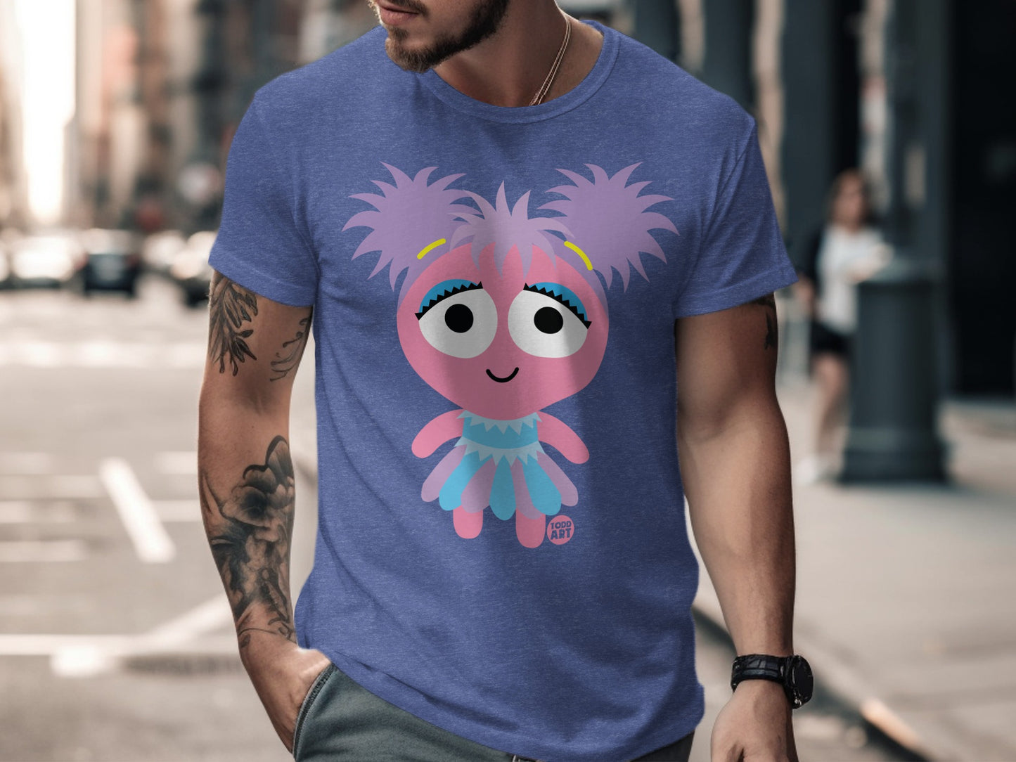 Cute Pink Cartoon Character Graphic Printed T-Shirt