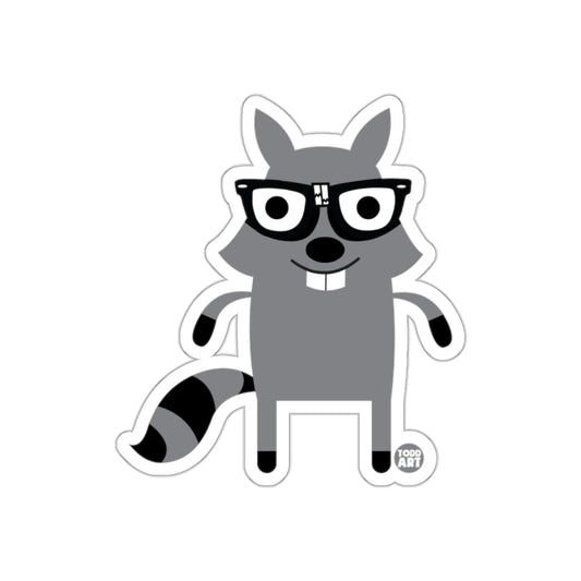 Cute Cartoon Raccoon with Glasses Character Sticker