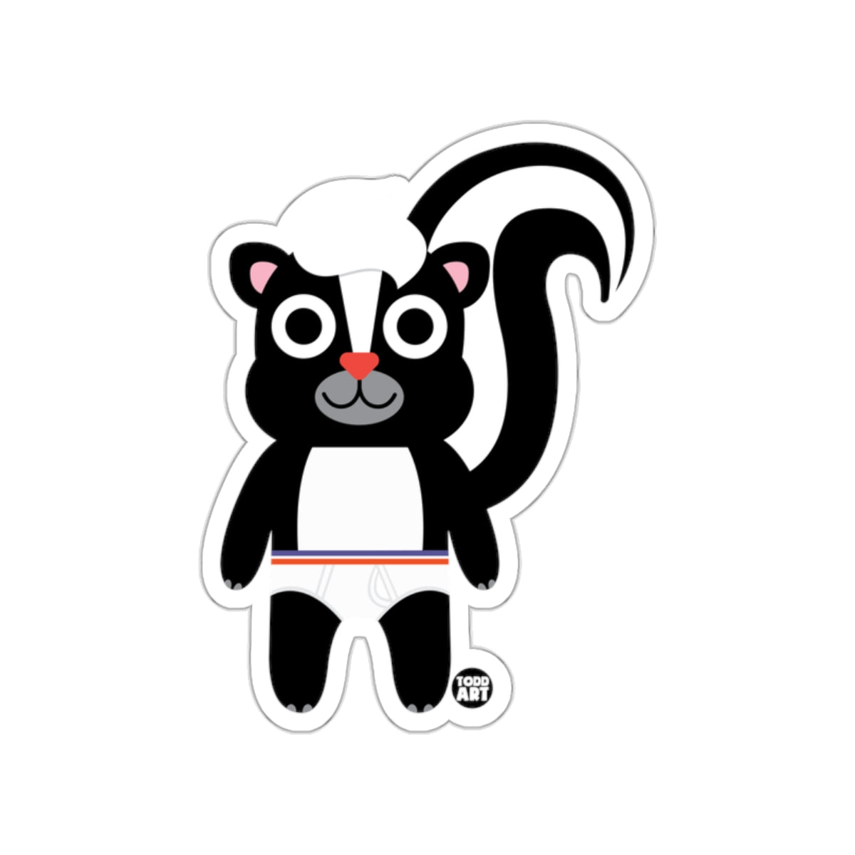 Cute Skunk Cartoon Character Kids Sticker Design
