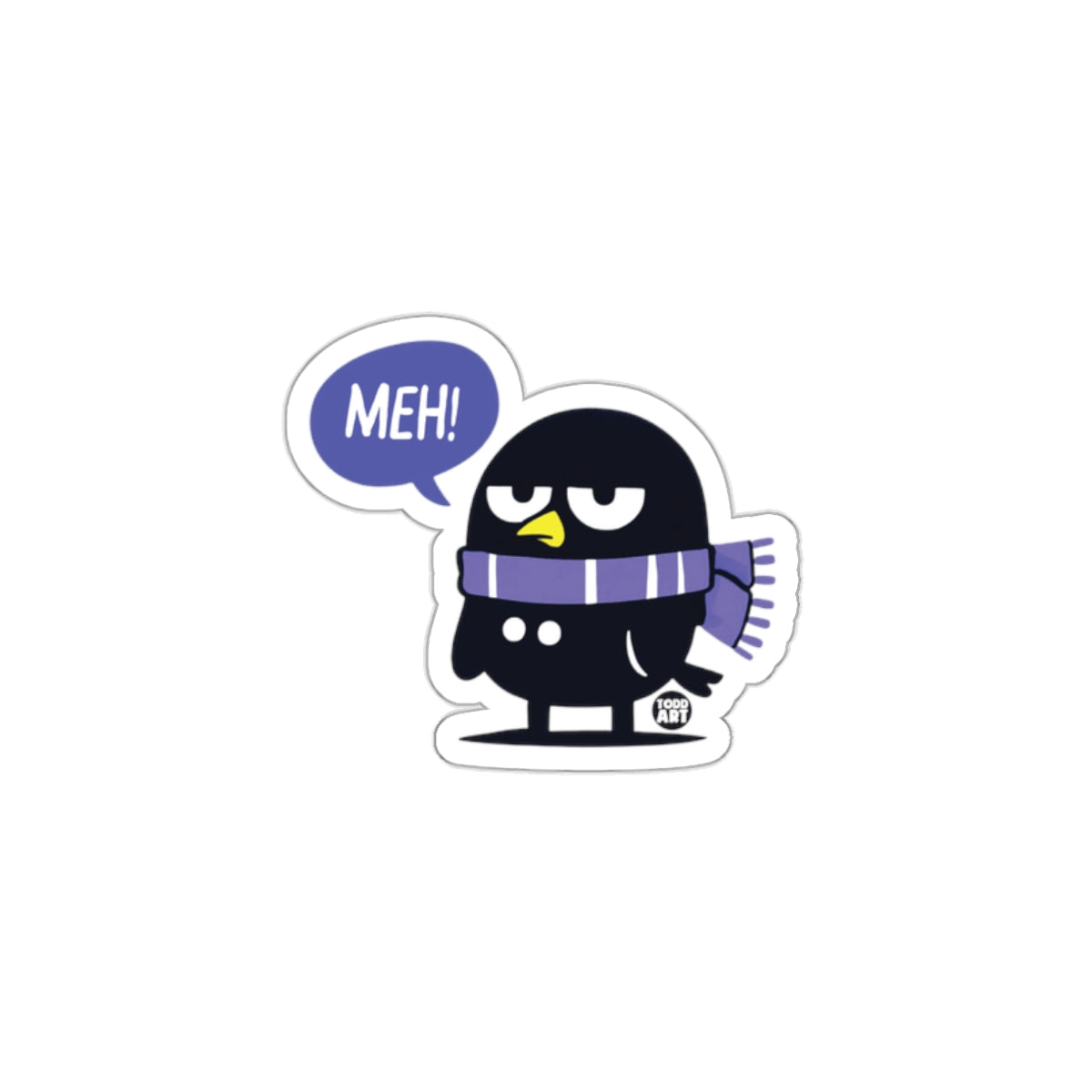 Cartoon Penguin Says 'MEH!' Sticker Product