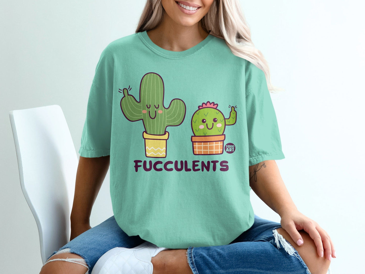 Humorous Cactus Succulent Graphic Print T-shirt