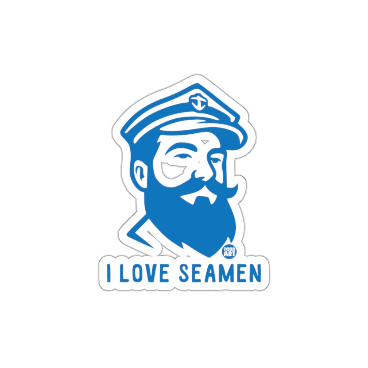 I Love Seamen with Bearded Sailor in Blue Sticker