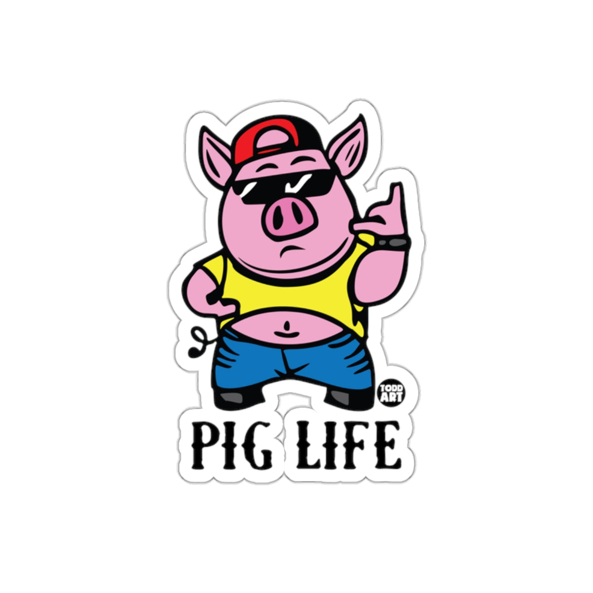 Todd Art Cool Pig Life Cartoon Graphic Great Idea Stickers