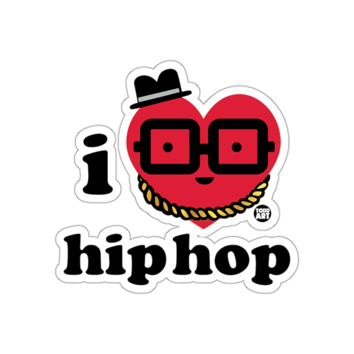 I Heart Hip Hop Sticker with Glasses and Hat Design