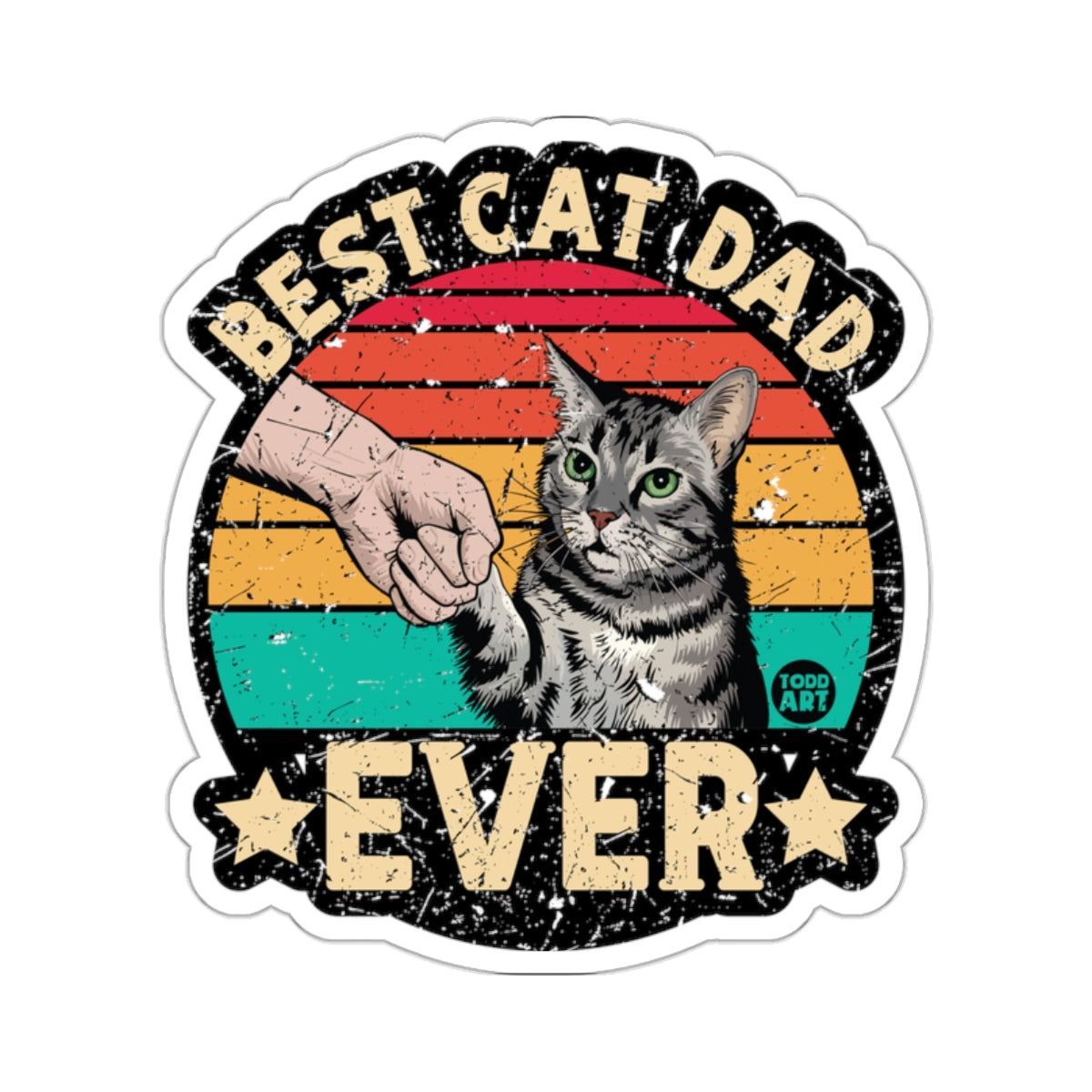 Best Cat Dad Ever Retro Cat Lover Sticker Decal Gift