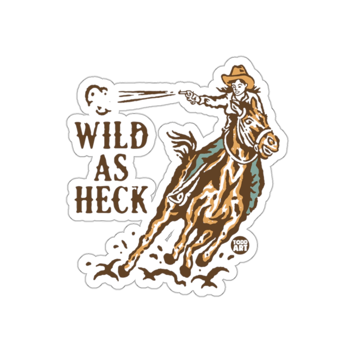 Wild As Heck Cowboy on Horse Sticker