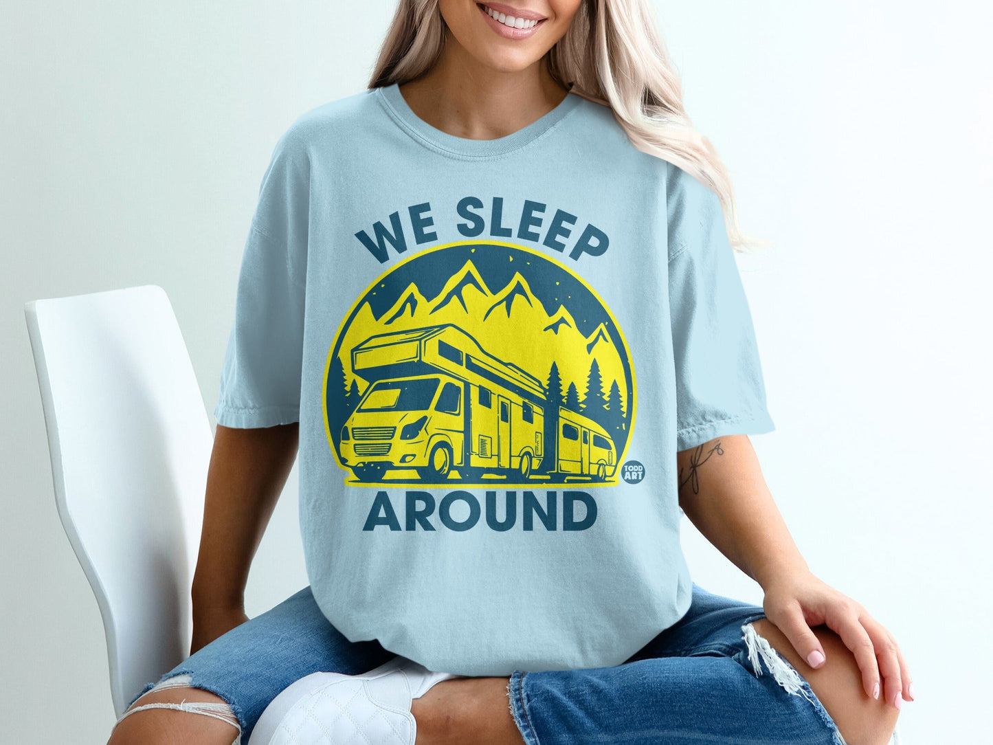 We Sleep Around Graphic RV Camper Adventure Shirt