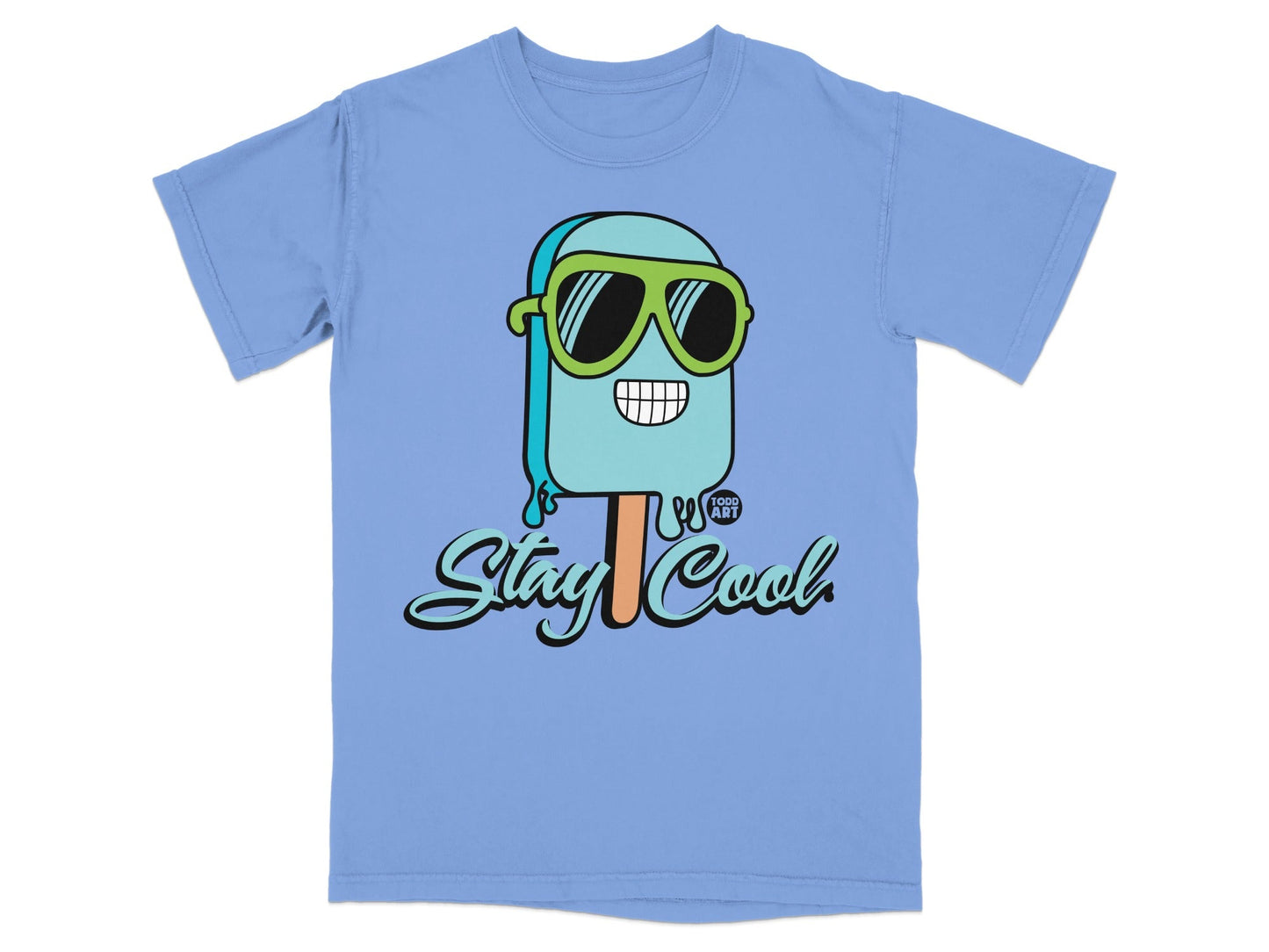 Stay Cool Popsicle Graphic on Blue T-Shirt