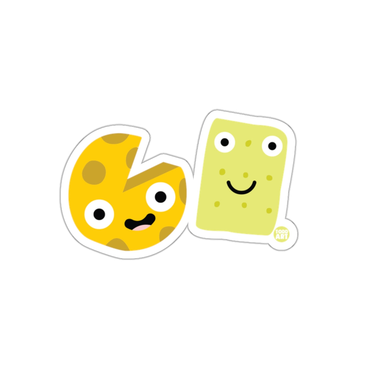 Cute Cartoon Cheese and Cracker Sticker for Kids