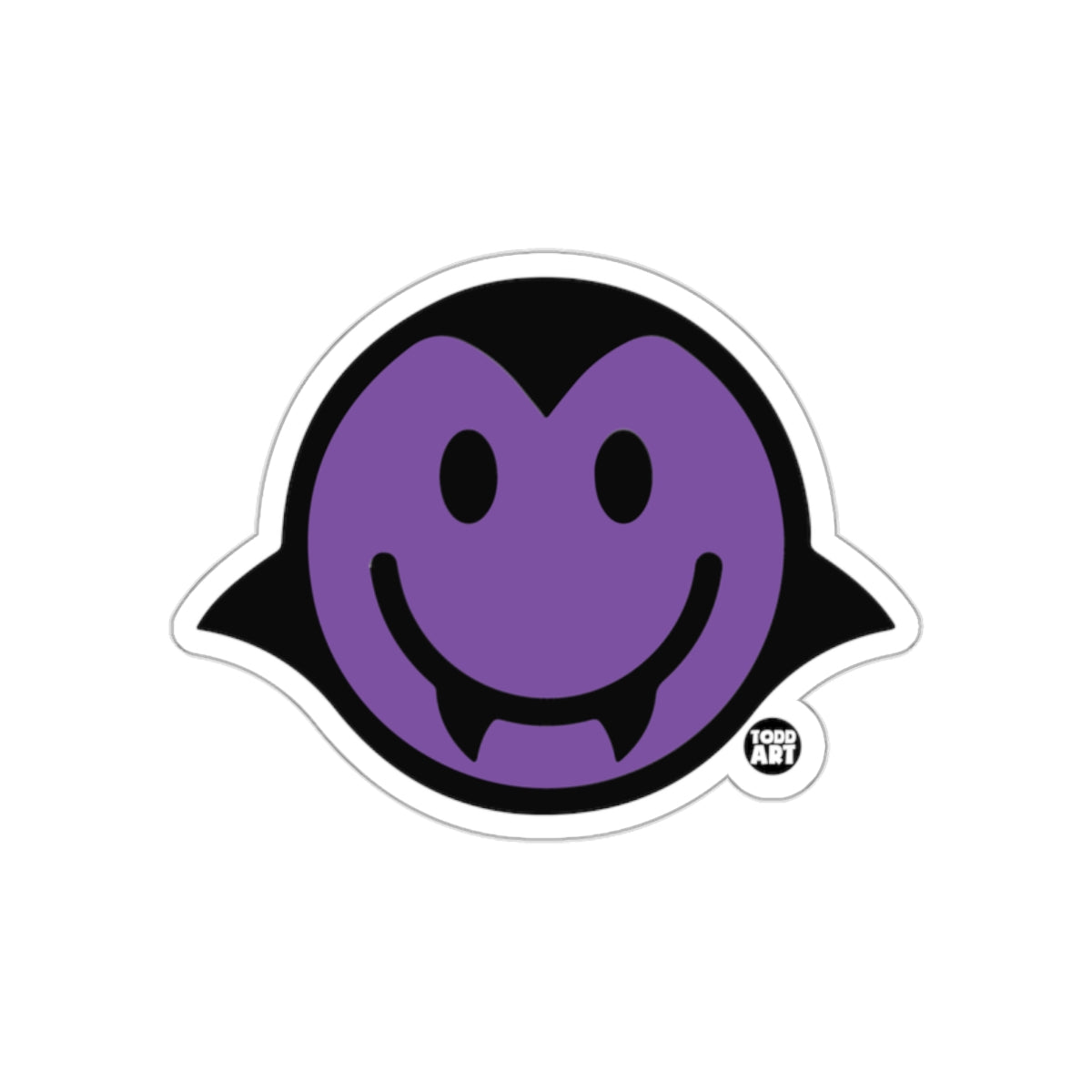 Purple Smiling Vampire Face Art Sticker