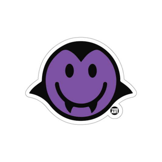 Purple Smiling Vampire Face Art Sticker
