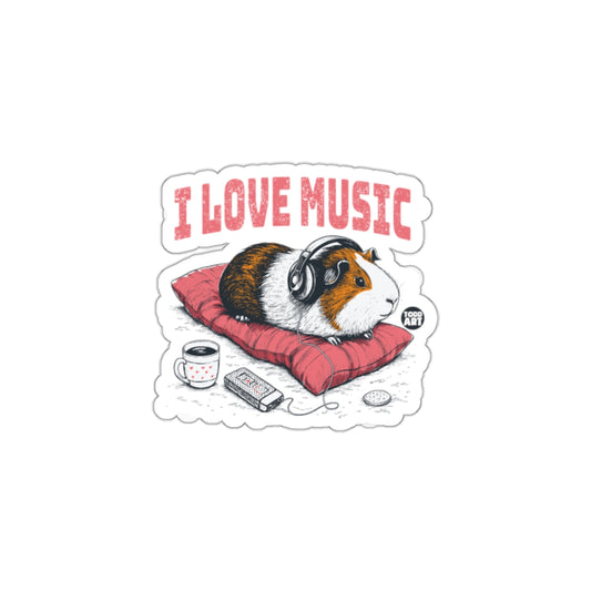 I Love Music Guinea Pig With Headphones Sticker