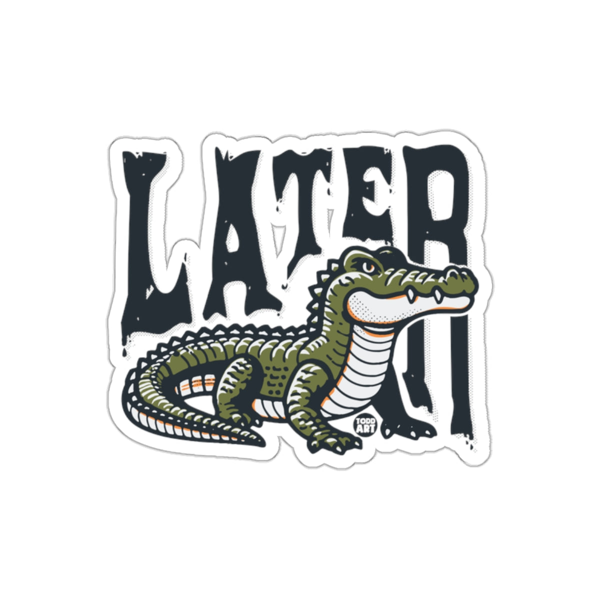 Alligator Says Later Reptile with Cartoon Font Stickers