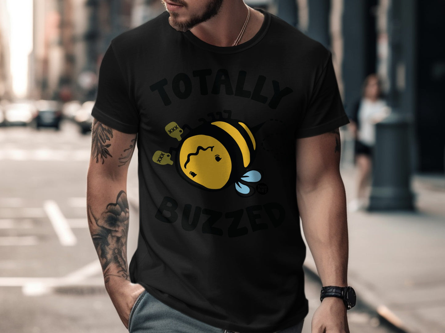 Totally Buzzed Funny Graphic Tee Shirt for Adults