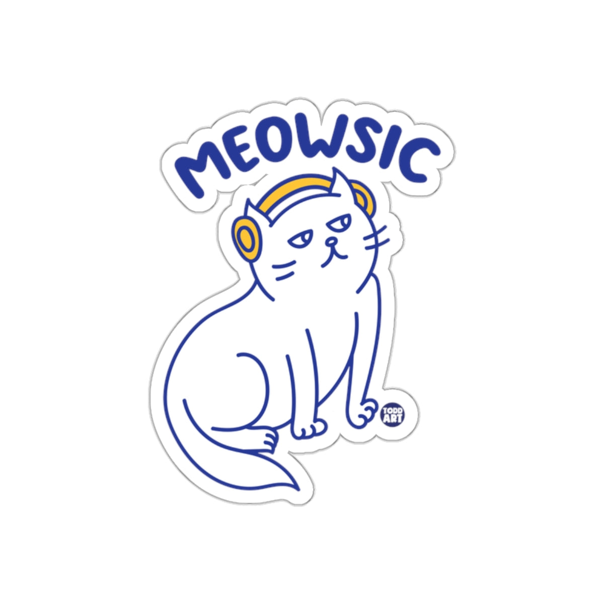 Meowsic Cat Wearing Headphones Sticker Illustration