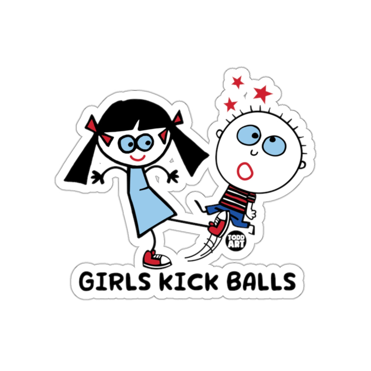 Girls Kick Balls Fun Cartoon Design Sticker Product