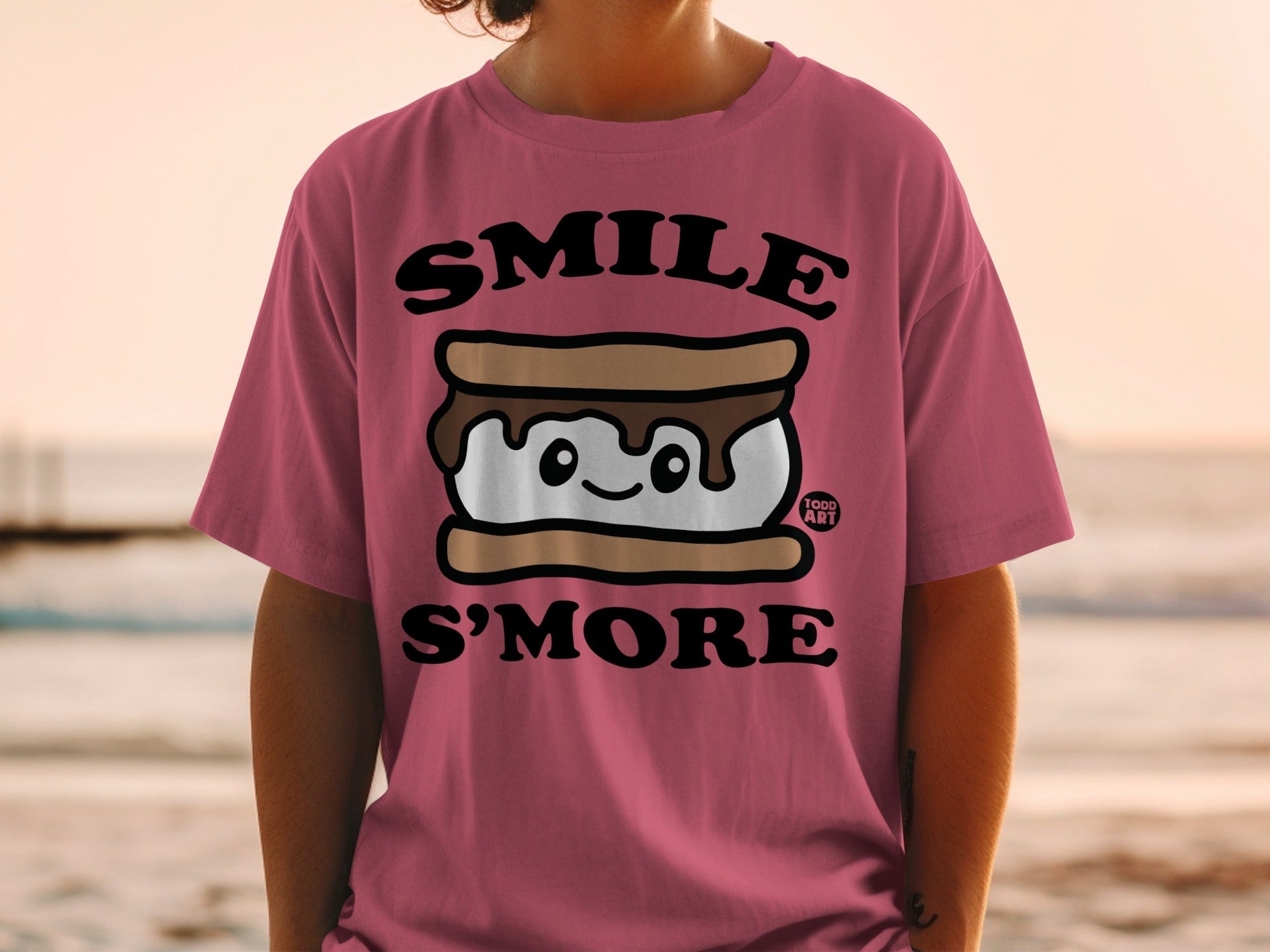 Smile S'more Cute Graphic Pink T-Shirt for Fun Outfits