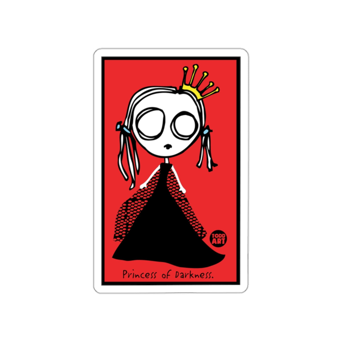 Princess of Darkness Sticker with Red Background Design