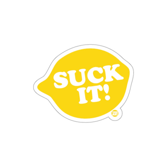 Suck It Yellow Lemon Shaped Sticker Fun Decal