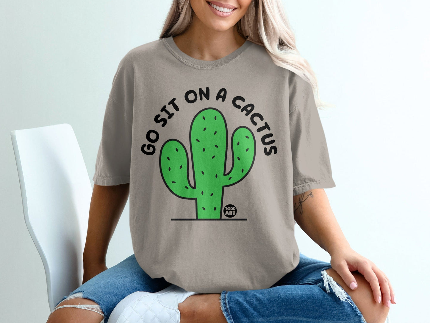 Go Sit On A Cactus Graphic Tee Shirt Casual Wear