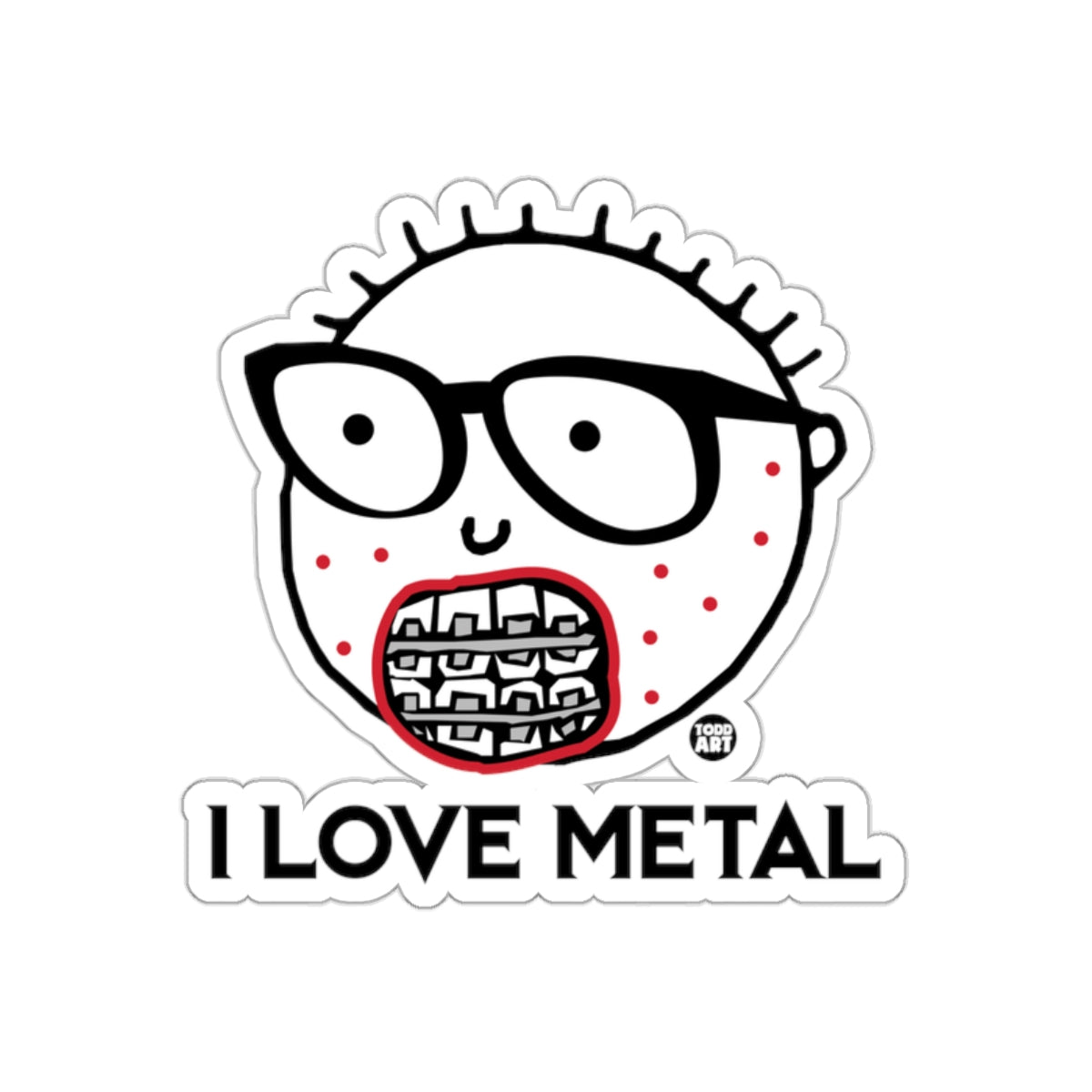 I LOVE METAL Funny Cartoon Character Sticker