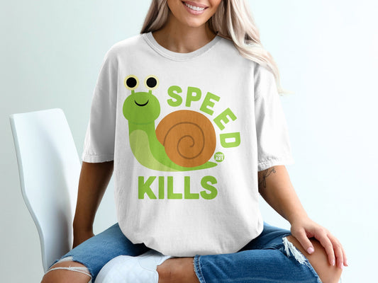 Speed Kills Snail Design Funny Graphic T-Shirt