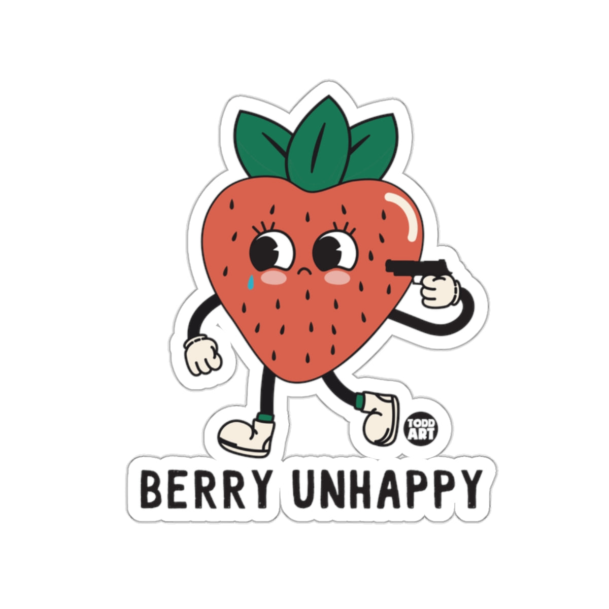 Berry Unhappy Funny Strawberry Graphic Design Sticker