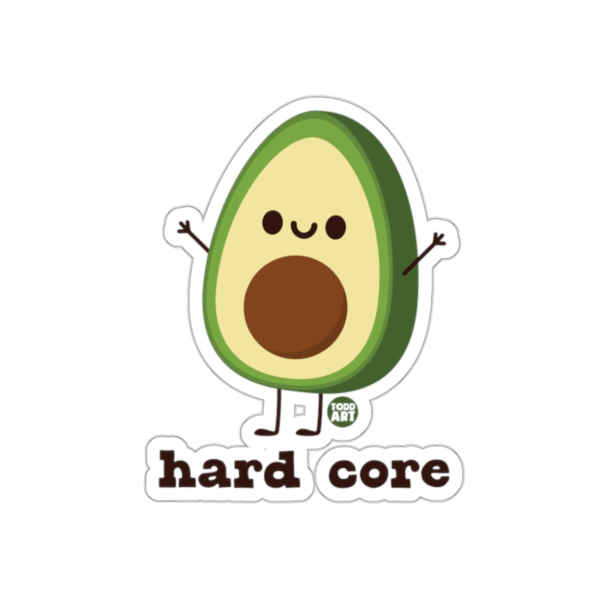 Happy Avocado Hard Core Sticker with Cute Design
