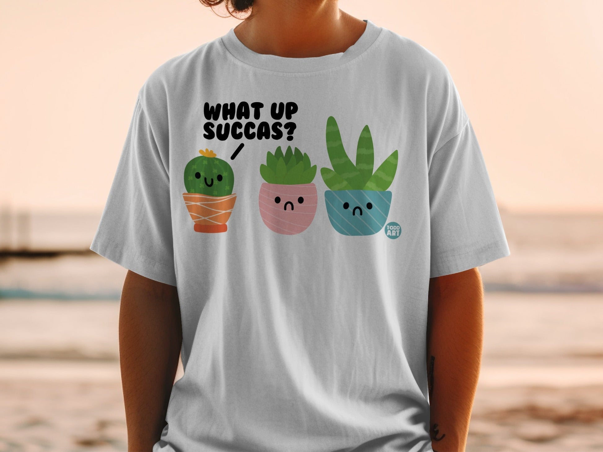 What Up Succas? Fun Cactus and Plant Design Shirt