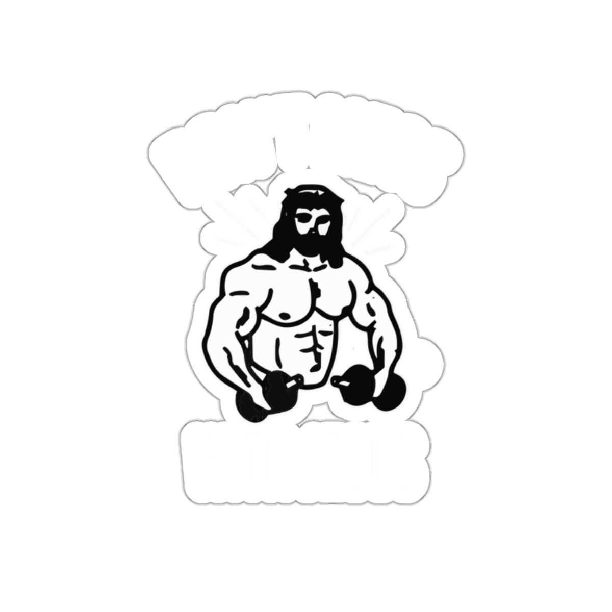 Muscular Jesus Lifting Dumbbells Sticker Product
