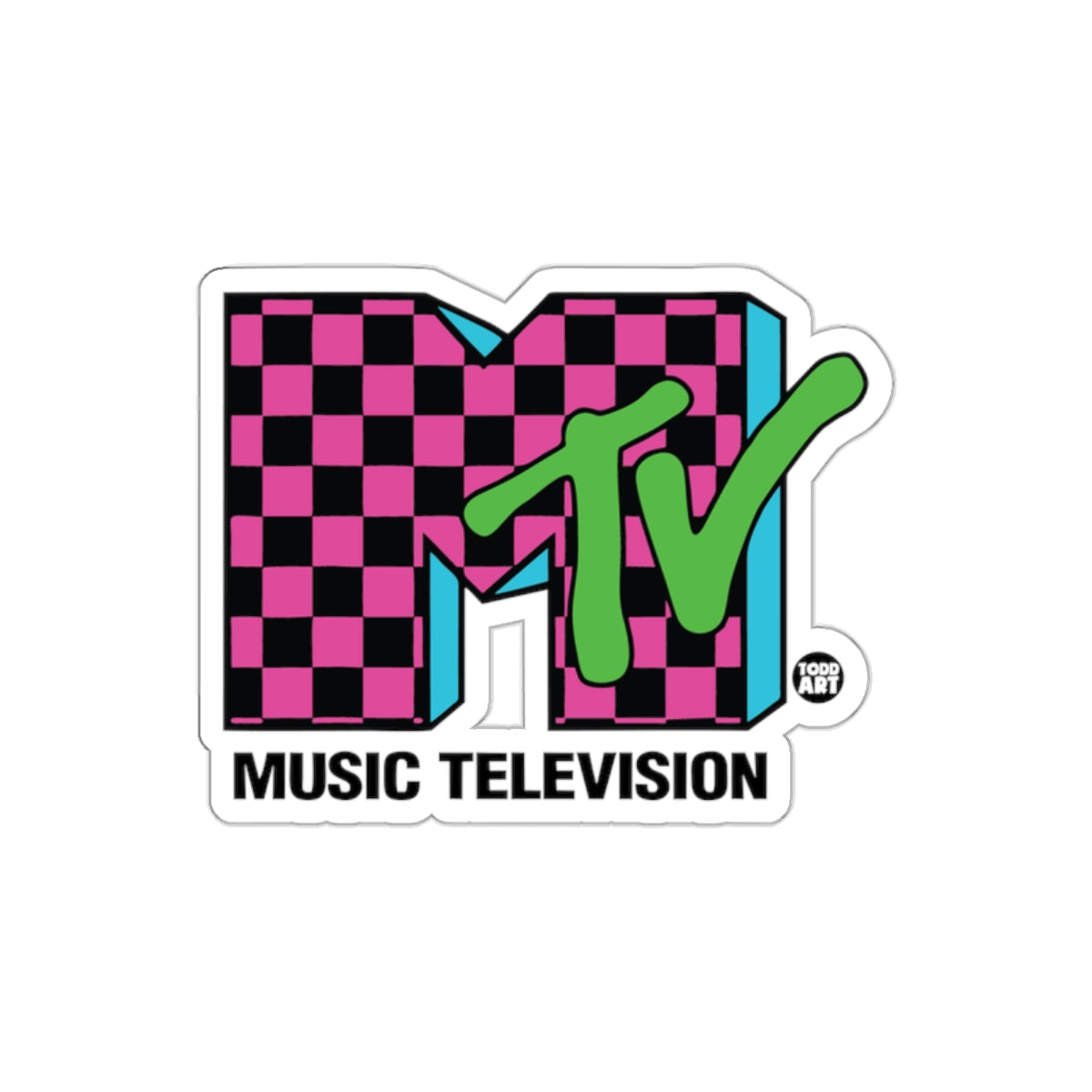 Todd Art MTV Music Television Checkered Logo sticker