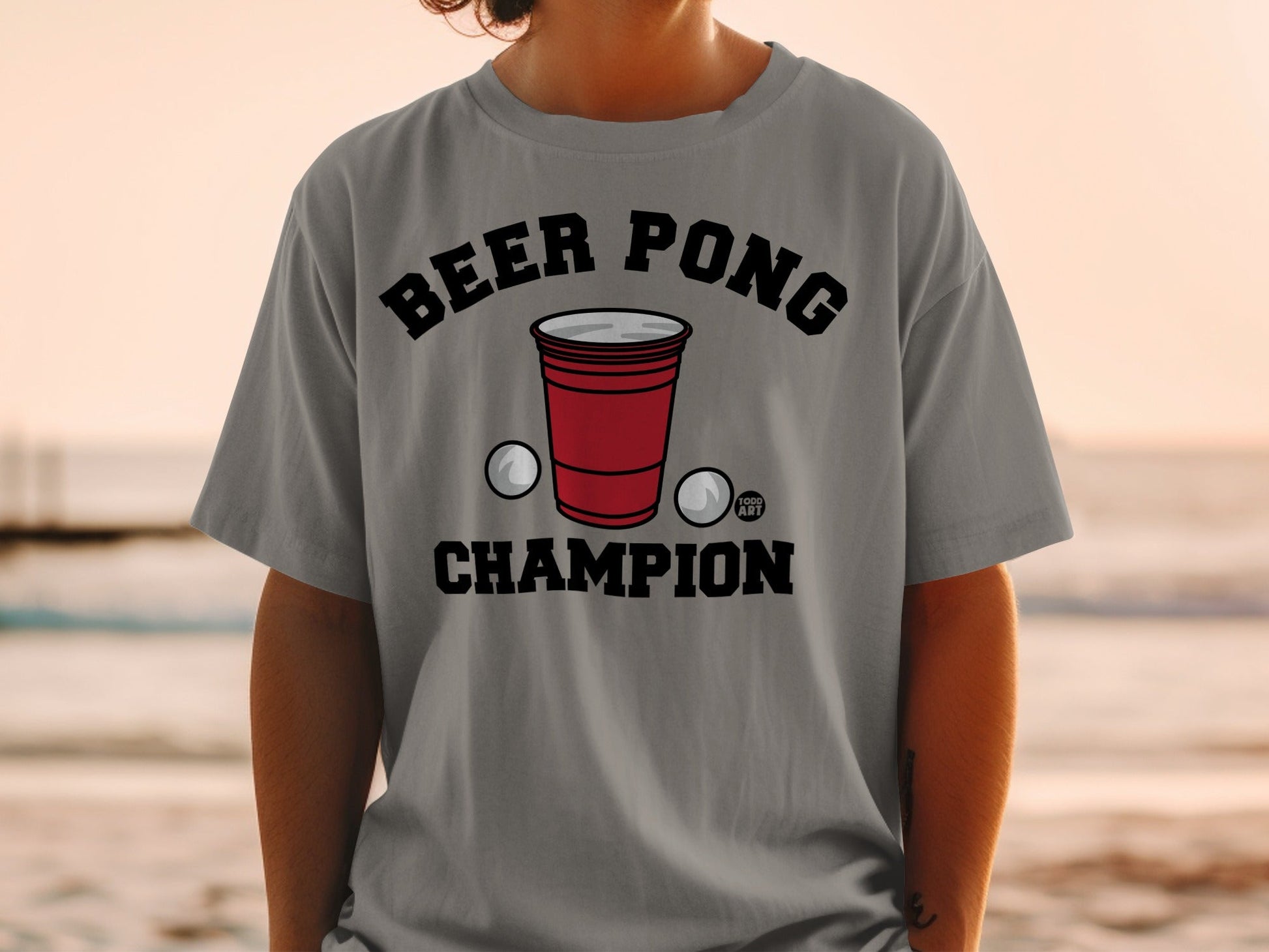 Beer Pong Champion Graphic Tee Fun Drinking Shirt