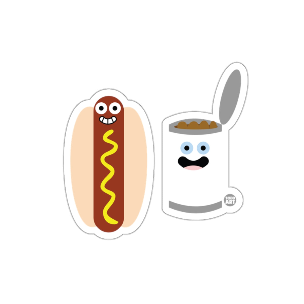 Cute Smiling Hot Dog and Can Sticker Pack