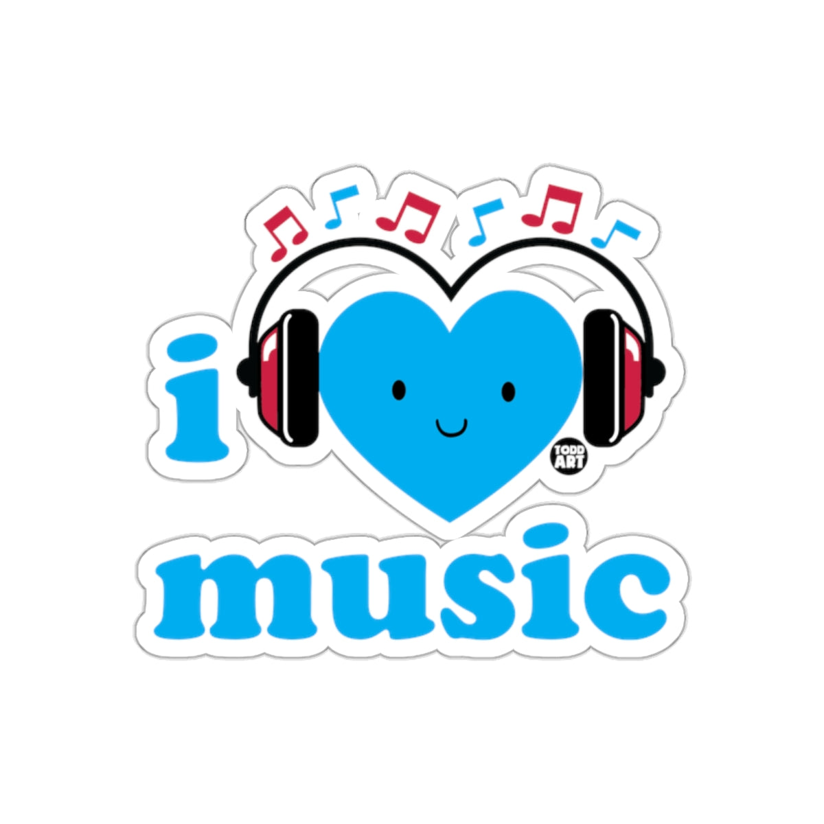 I Love Music Heart With Headphones Sticker