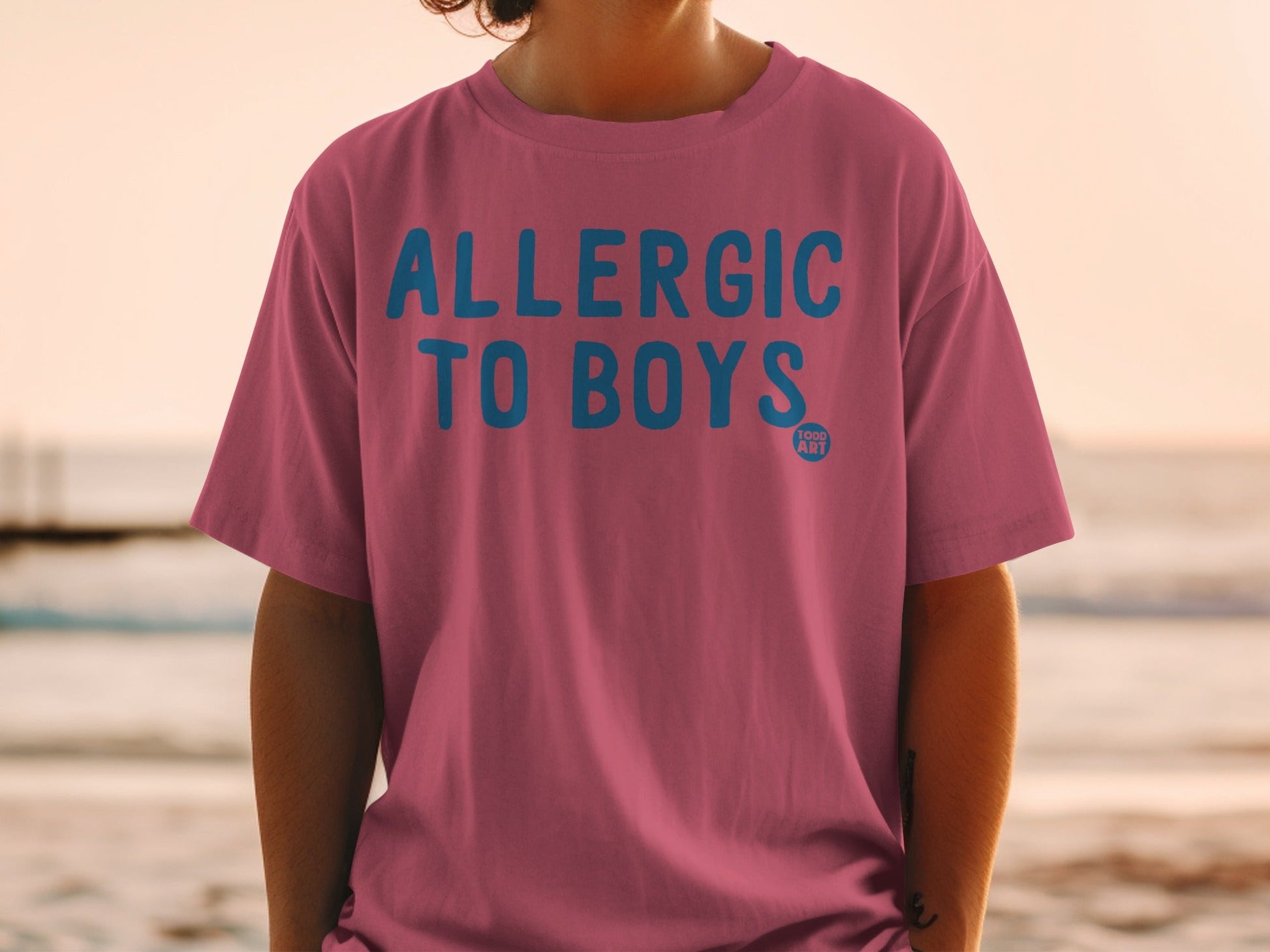 Allergic to Boys Todd Art Text Graphic T-Shirt