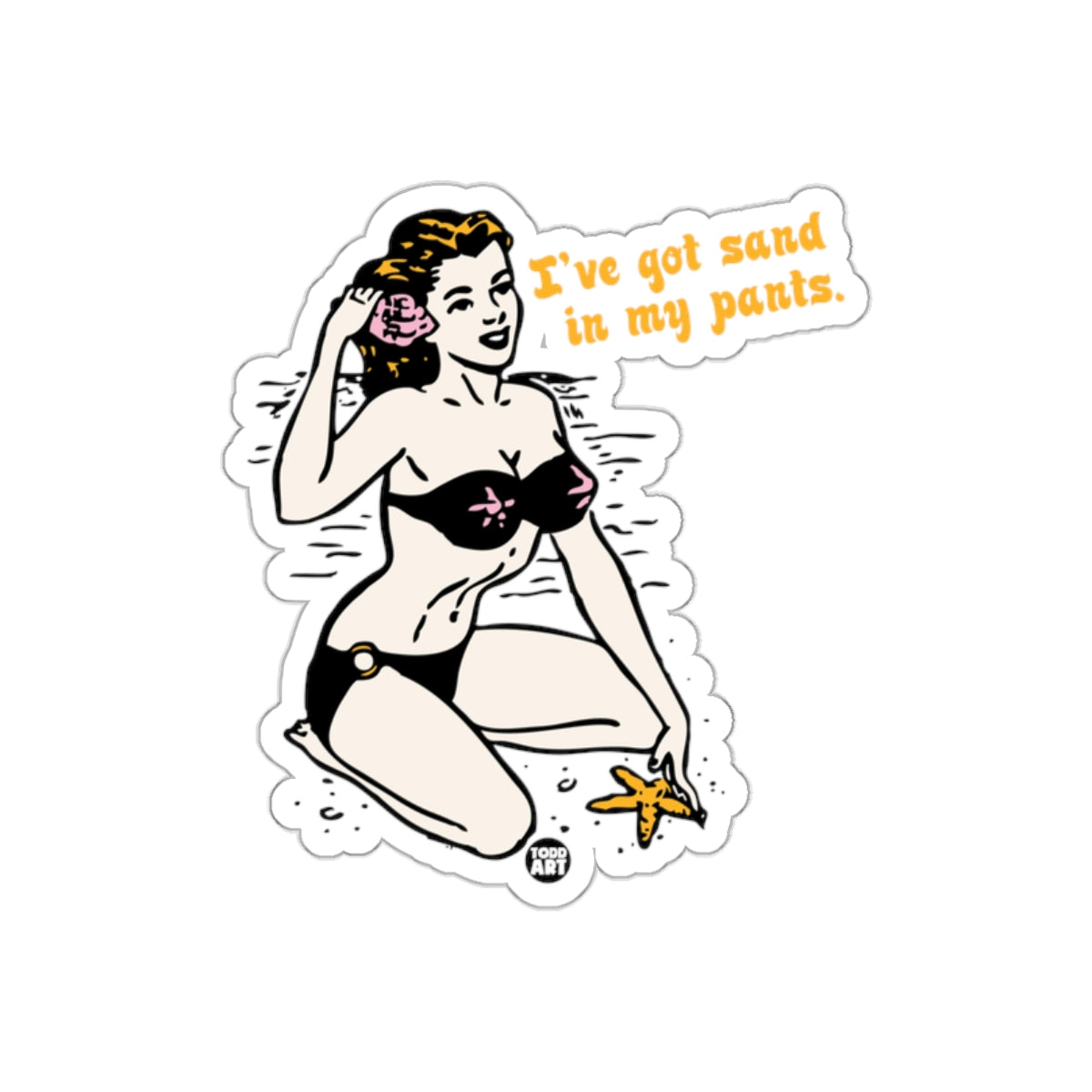 Beach Day Girl Sand in Pants Quote Graphic Stickers