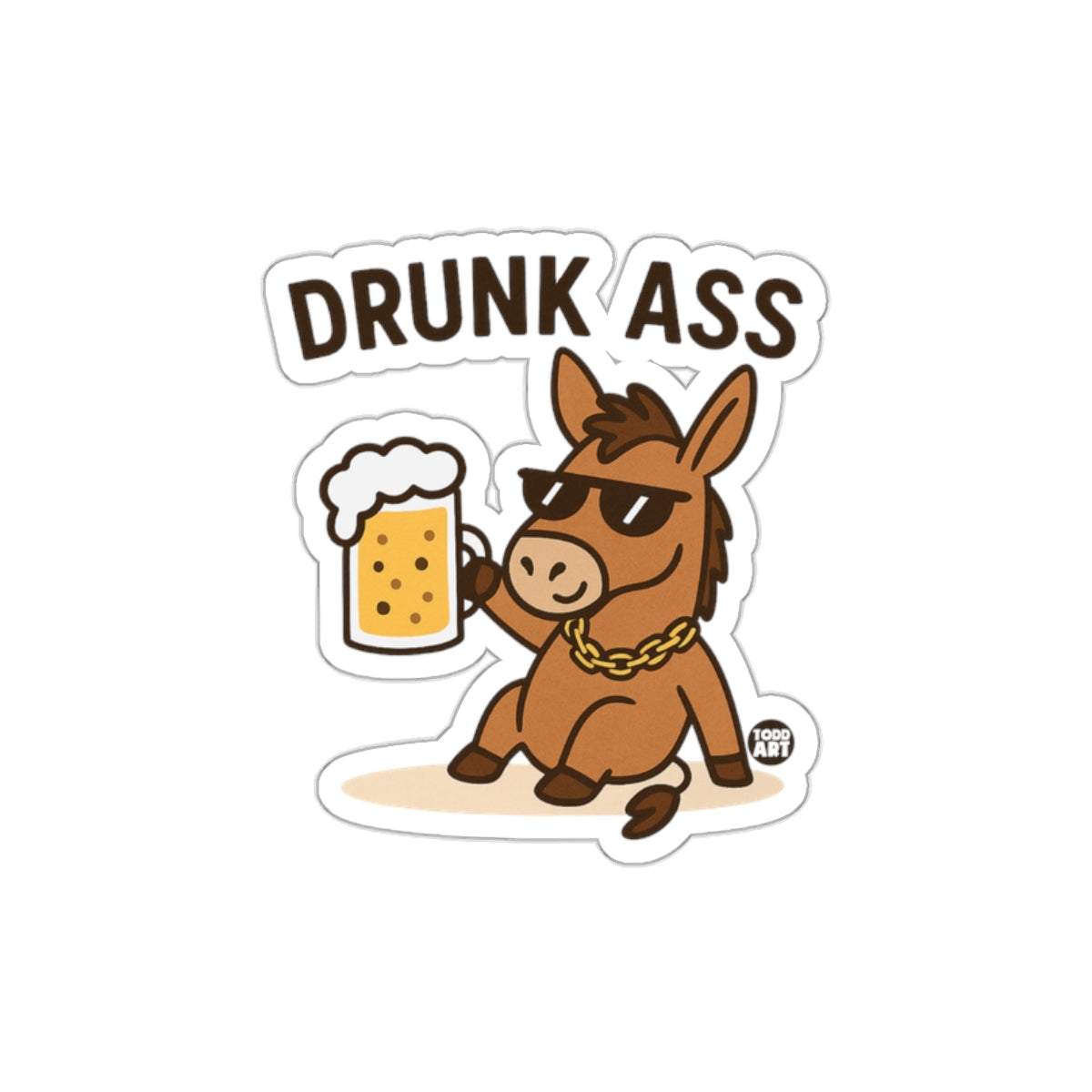 Drunk Ass Donkey With Beer Cartoon Sticker Product