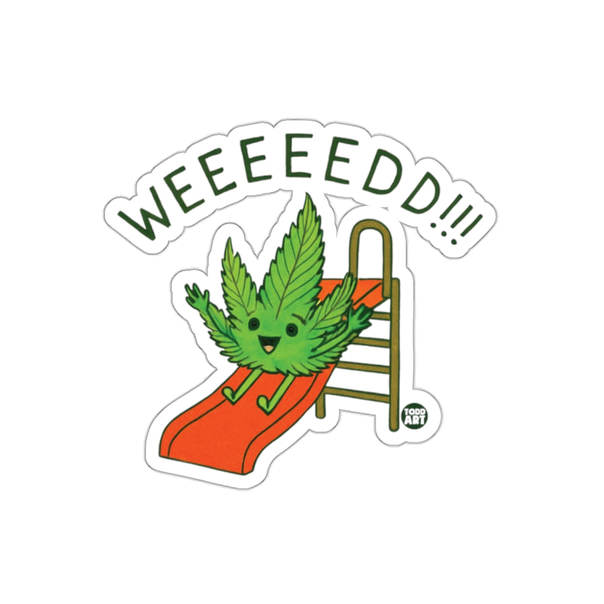Fun Weeeed Cannabis Leaf Sliding Sticker Design