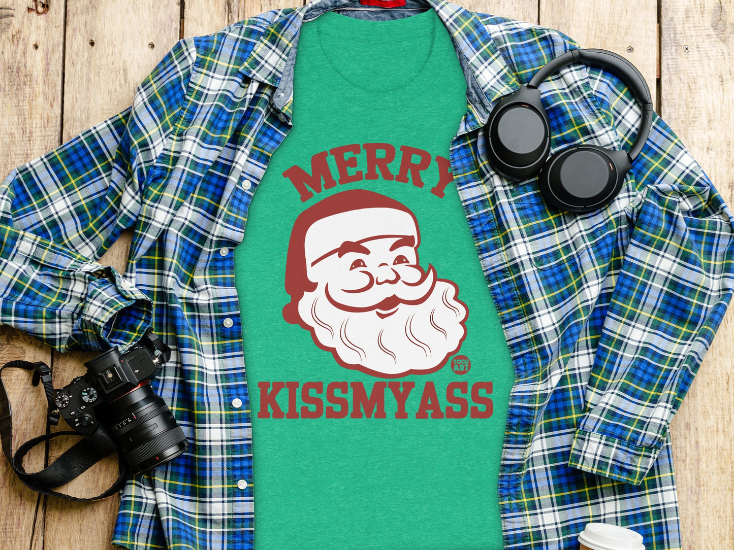 Merry Kissmyass Santa Graphic Shirt
