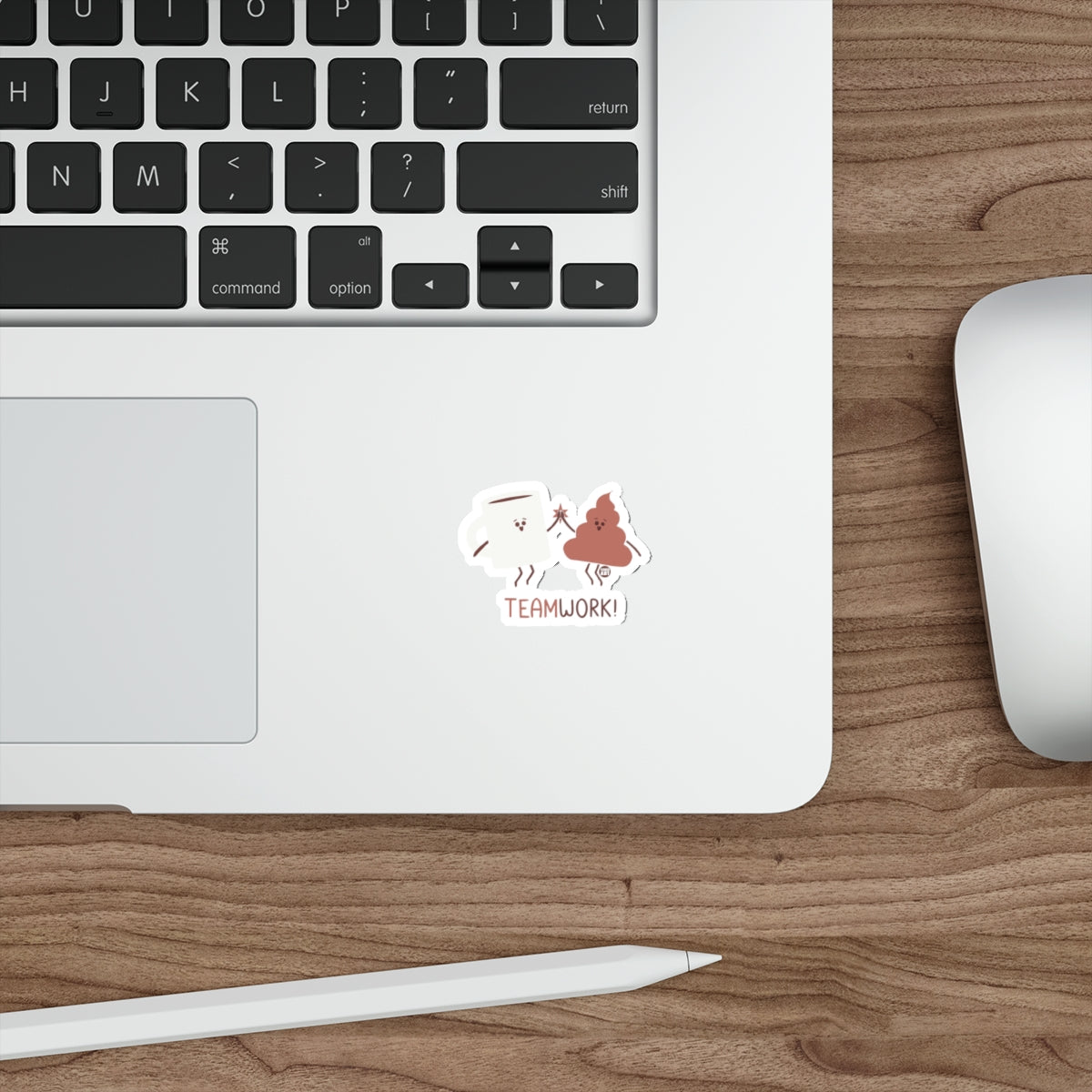 Coffee and Poop Teamwork High Five Illustrated Stickers