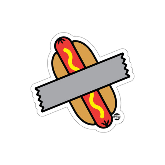 Hot Dog With Duct Tape Cartoon Design Sticker