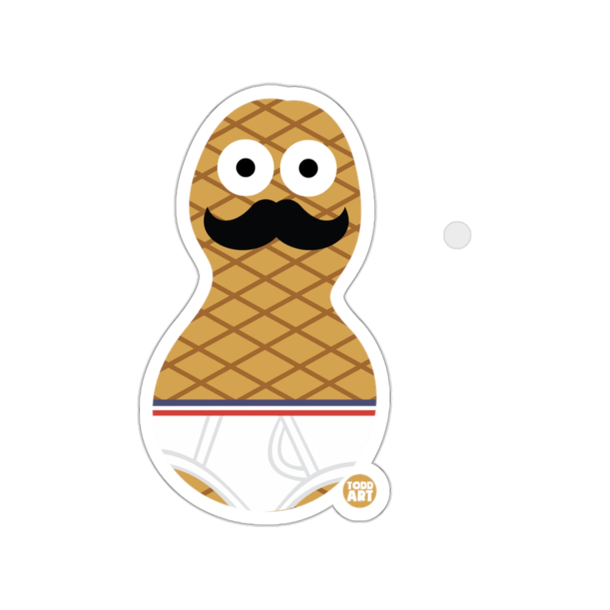Cartoon Figure with Mustache in Underwear Sticker