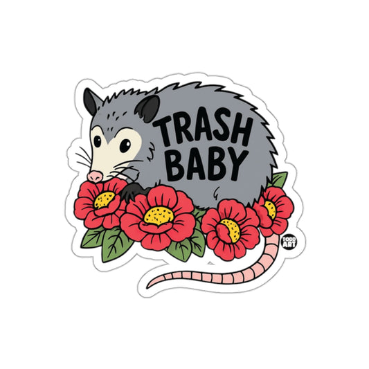 Cute Opossum Trash Baby Surrounded by Flowers Stickers