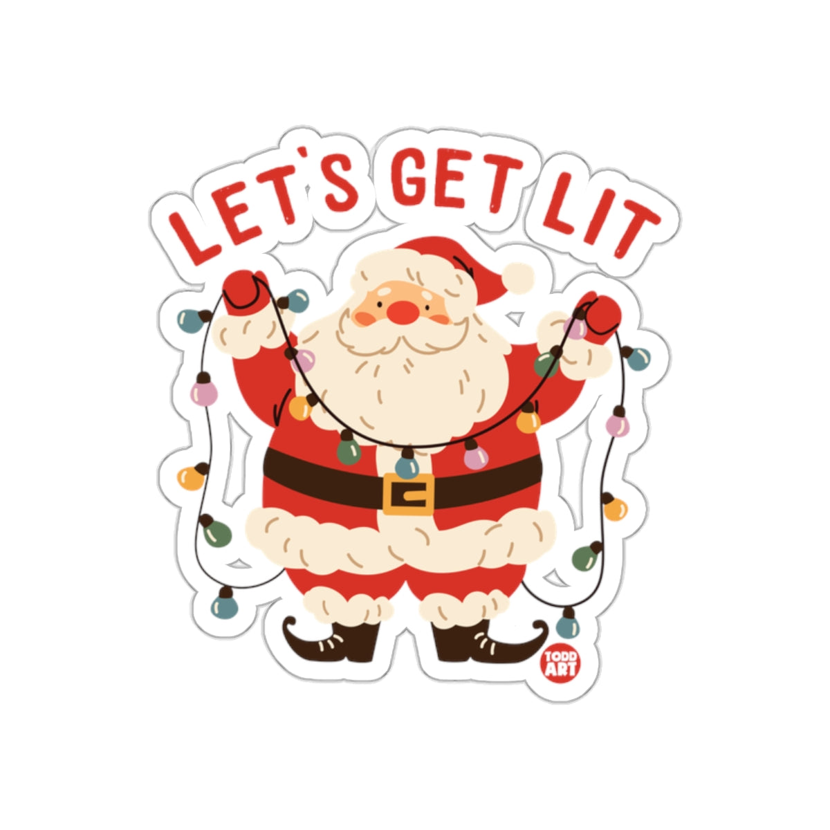 Let's Get Lit Santa with Christmas Lights sticker