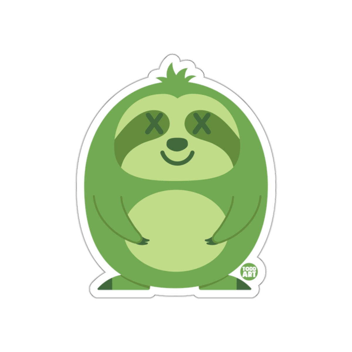 Green Cute Cartoon Sloth with X Eyes Sticker Product