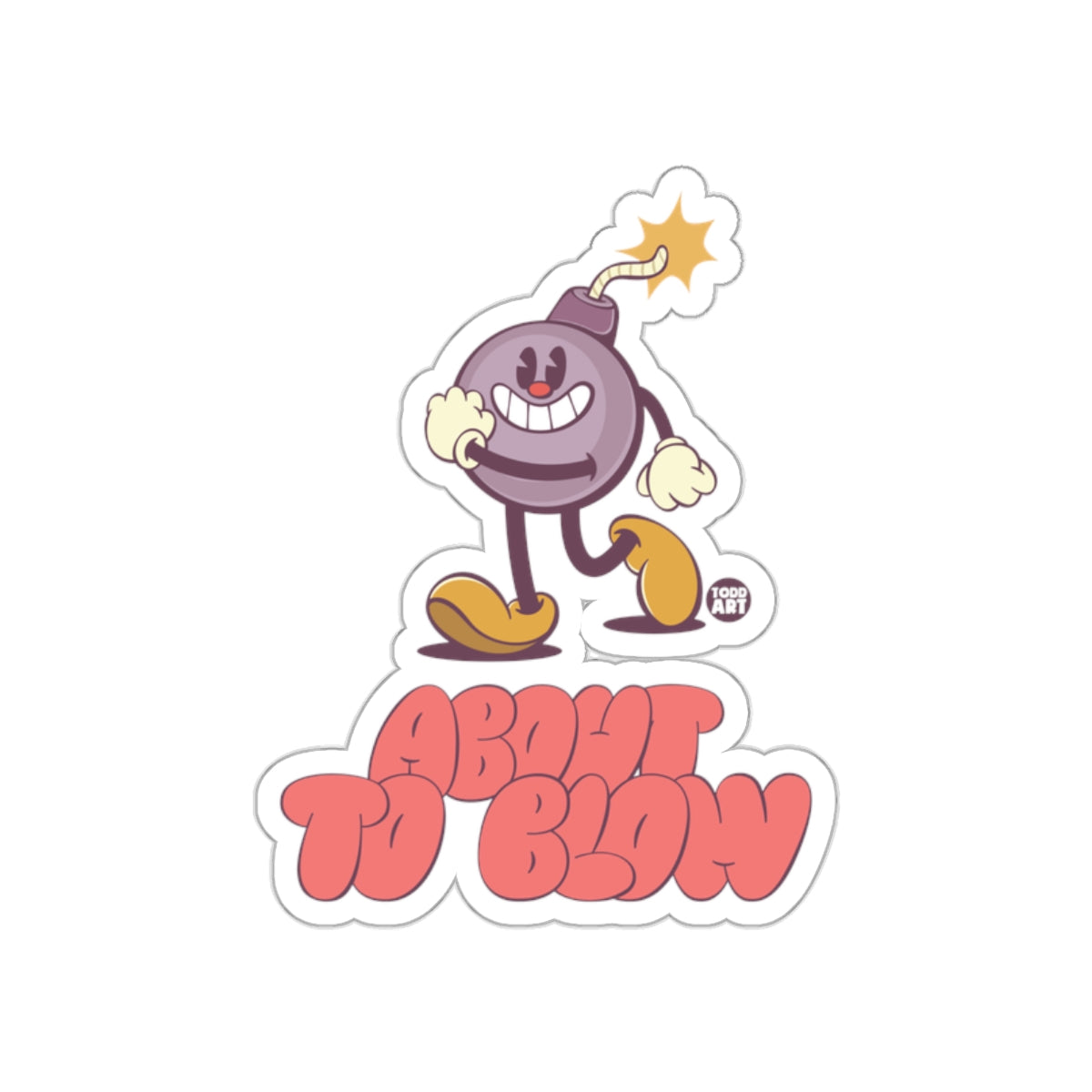 About to Blow Cartoon Bomb Character Sticker