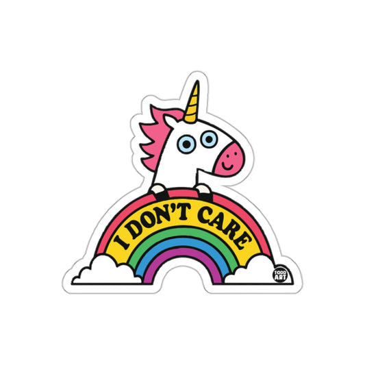 I Don't Care Unicorn and Rainbow Sticker for Fun Decor