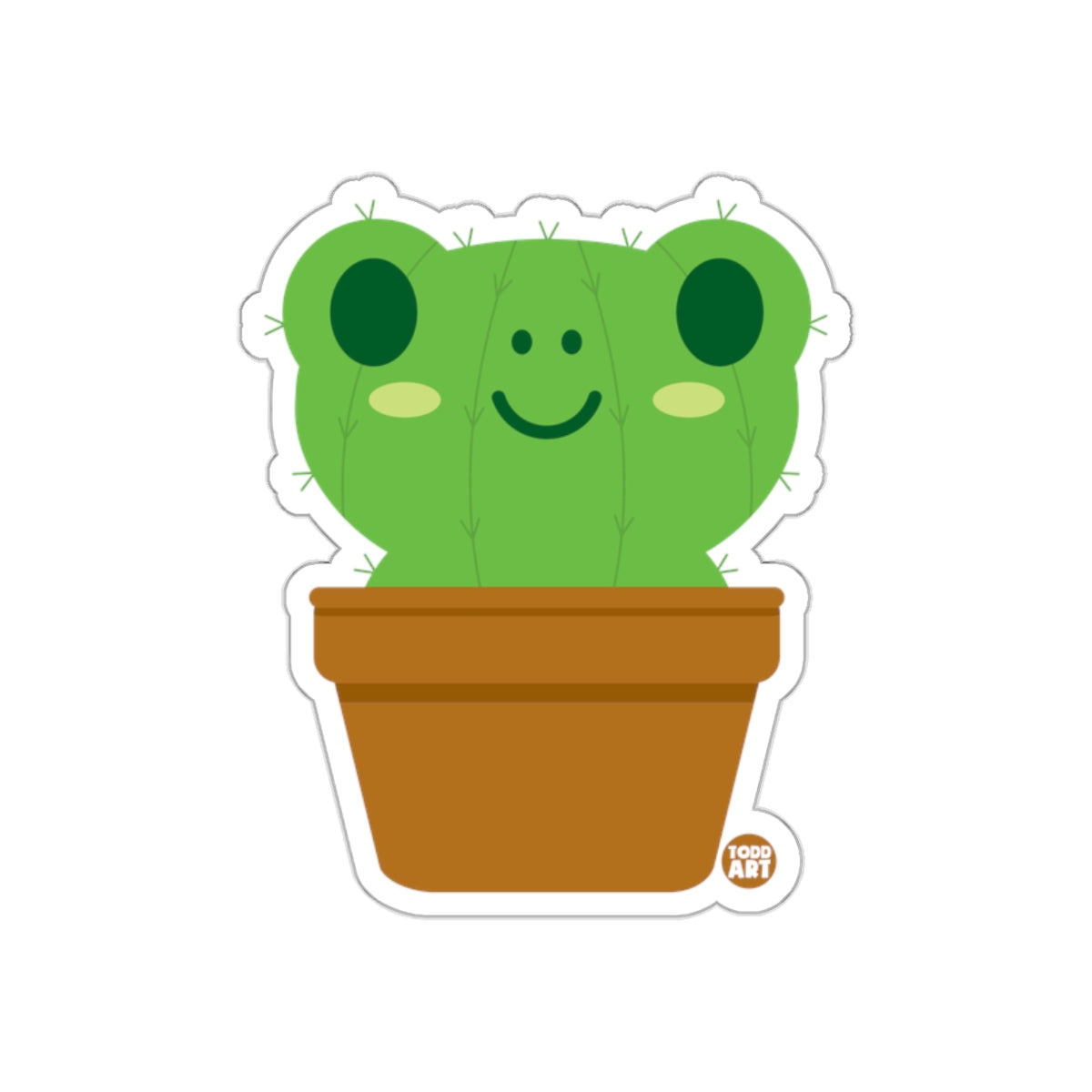 Smiling Cactus with Frog Eyes Illustration Sticker