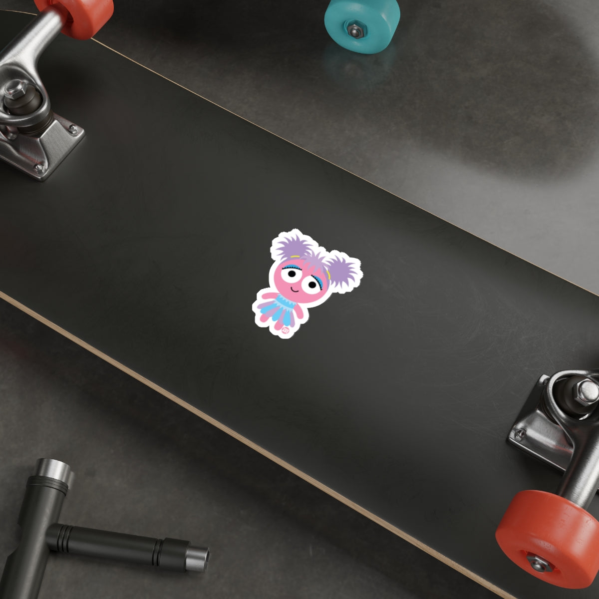 Adorable Pink Character Sticker for Skateboards