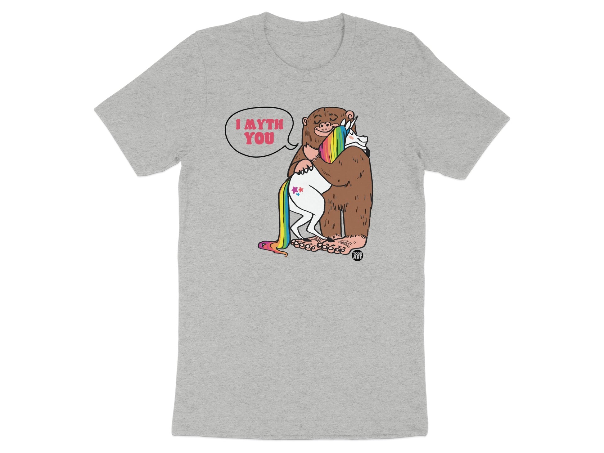 Funny Bigfoot Hugging Unicorn Graphic T-Shirt
